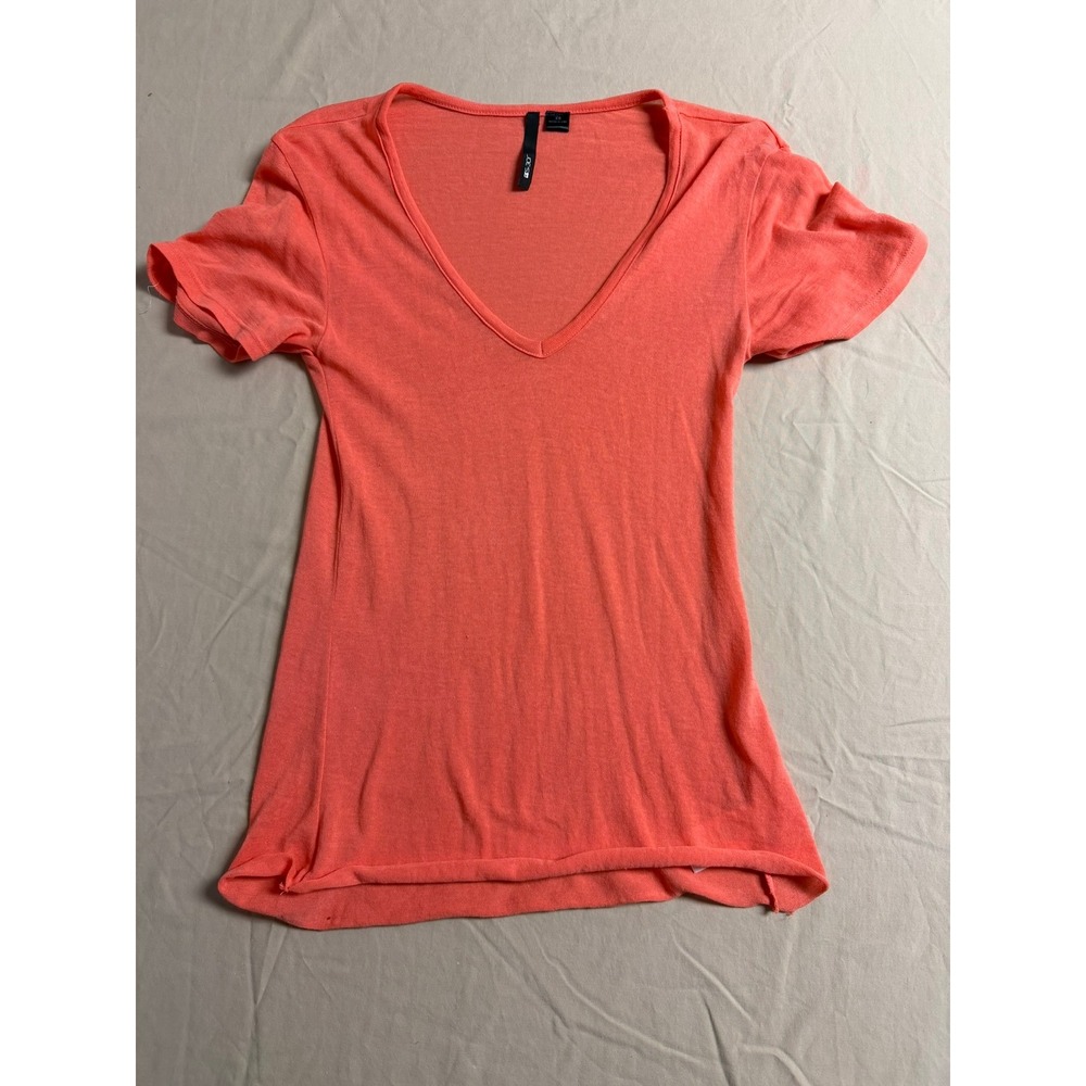 Joe's Jeans Womens V-Neck T-Shirt Coral Orange Cotton Short Sleeve Tee XS USA